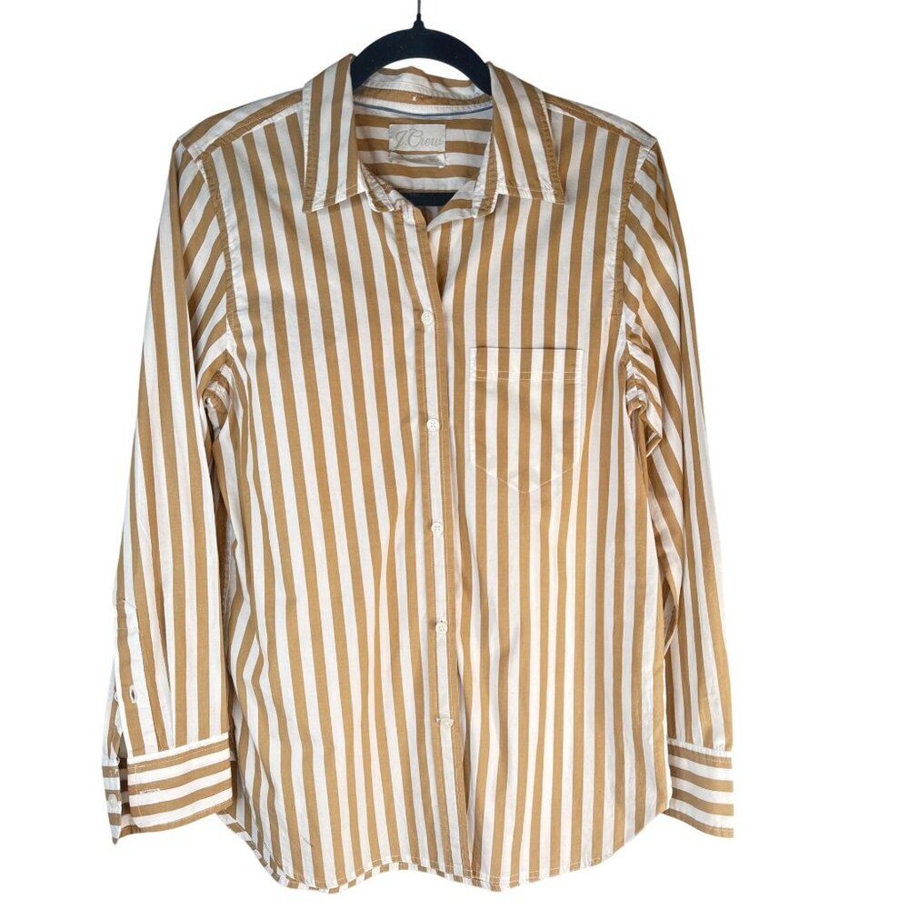 J.Crew Womens Size 4 Classic Fit Striped Button-Up Shirt Long Sleeve
